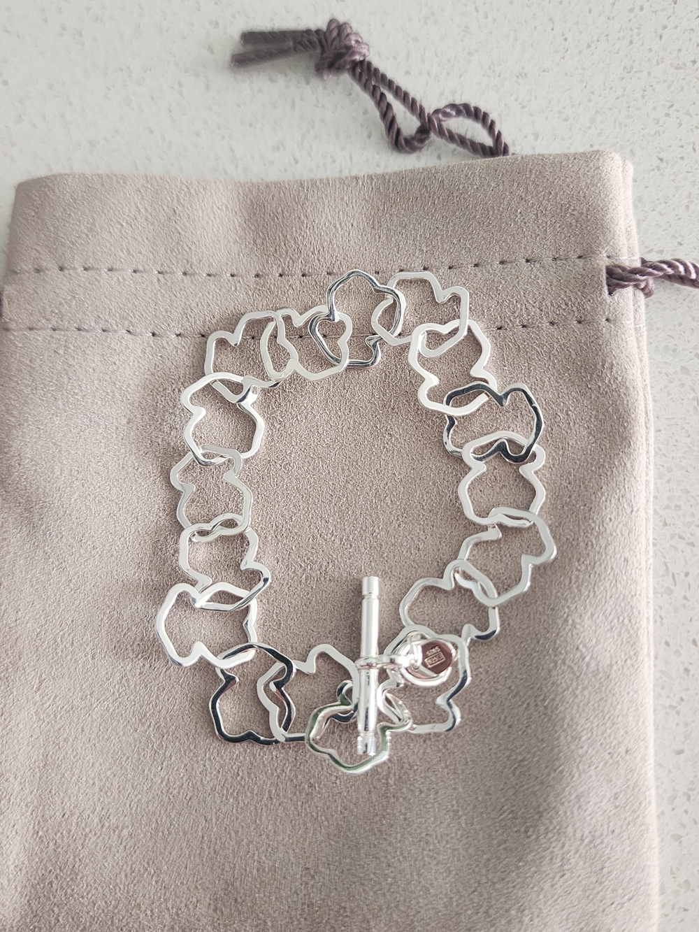 Tous Silver Floral Link Toggle Bracelet - Silver